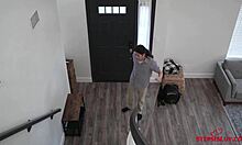 emma sirus and david lee sneak around in taboo fun, hoping no one catches their petite 18+ blowjob session