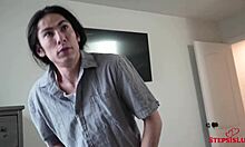 emma sirus and david lee sneak around in taboo fun, hoping no one catches their petite 18+ blowjob session