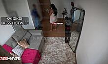 Krisshotwife seduces water delivery guy in towel