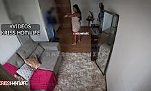 Krisshotwife seduces water delivery guy in towel