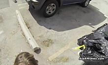 Fantastic big tit teen blows outdoors on sunny day!