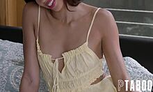 Why get up close with petite Alexis Tae blowing Nathan Bronson's big cock in POV?