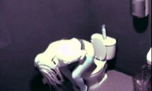 Blonde Babe Caught Masturbating In Public Restroom