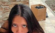 this colombian chick sucks cock on the street, gets busted by her neighbor.