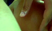 Sexy asian amateur displays hairless shaved pussy and big cock solo