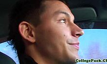 teen babe sucking cock outdoors at university party 😏. she blows in the dorm too!