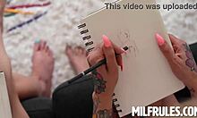 Nude models Mayara Lopes, Tiffany Fox, Nicky Rebel, and Jimmy Michaels in POV blowjob scene