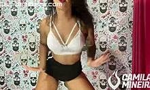 Novinha With Big Ass Twerks Funk On All Fours, Naked Near Webcam, Horny And Masturbating, Latina Cumshot On Ass