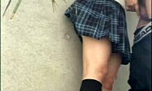 Hidden outdoor blowjob for boyfriend, then rough back. 😏