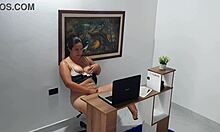 secretary gets horny, masturbates in office