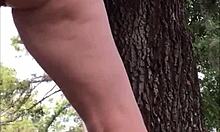 Look at this naughty slut outside in her cute panty, showing off her fat ass and squirting.