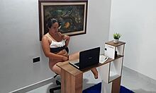 secretary gets horny, masturbates in office