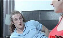 Stepsiblings sneak hot makeout while stepdad's distracted