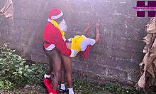 Santa delivers sweet treats to hijab girl, she returns with pussy gift and cumshot