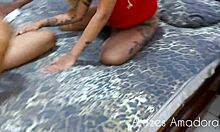 Blonde Teen Smoking with Friend Before Going Upstairs