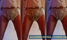 Alejandro Mistral teases in white and blue underwear, showing off his big cock