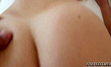 blonde teen gets tied up for daddy's massage after her workout, leading to a threesome