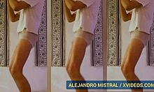 Alejandro Mistral teases in white and blue underwear, showing off his big cock