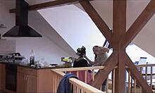 Brunette Amandine Bends in Photoshoot Fuck