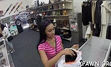 Large dude pushes his monster cock into lovely amateur's pussy