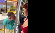 cute tatted redhead babe begged me to pound her hard in the fanbus 😈