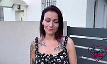 Naughty voluptuous French amateur brunette Vick has intense orgasm outdoors in lingerie