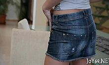 Pretty teen rides dildo with wet fingering