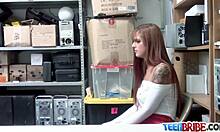 Teen rides massive cock in building roleplaying rough scene