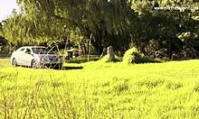 Mistress April dominates with sucking and squirting in lesbian scene!