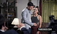 Brunette teen 18+ actress abigail mac gets banged by two guys during casting