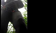 Msanzi ebony babe exposes pussy in the forest