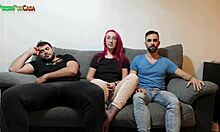 he shares his friend's girlfriend in a steamy threesome, riding and sucking big cocks with bent over action