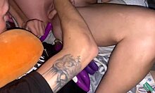 day 1 of anal training, that dildo went so deep in her tight pussy and ass, trying to keep the anal toy in for orgasm.