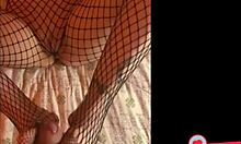 Friend Uses Feet in Pantyhose on Big Cock