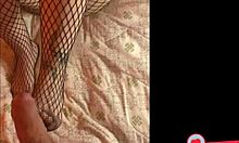 Friend Uses Feet in Pantyhose on Big Cock