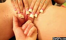 brunette with tattoos ditches work for intense blowjob session on big tits