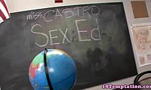 stepsister tugging dick in classroom