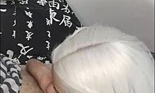 White wolf blonde insists on blowjob with white moon