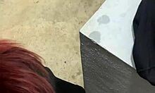 my curvy brunette girlfriend deepthroats in public