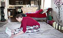 Yoga Lesson Turns into Intense Pussy Play with Shaved Milf Babe