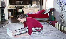 Yoga Lesson Turns into Intense Pussy Play with Shaved Milf Babe