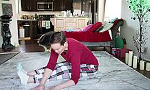 Yoga Lesson Turns into Intense Pussy Play with Shaved Milf Babe