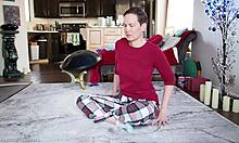 Yoga Lesson Turns into Intense Pussy Play with Shaved Milf Babe