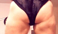 silky black panties sway as this goddess shakes her big ass in a solo dance routine.