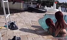 redhead teen 18+ enjoys fucking machine with friends