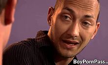 Handsome guy drilled in tight ass after sucking twink's massive rod