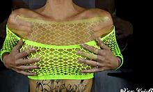 Amateur couple performs oiled titjob and tittyfuck POV with cumshot on big tits