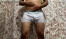 Gay Man Removes White Underwear In Shower For Solo Masturbation Session