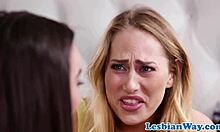 This cute lesbo babe gets her asshole toyed while scissoring.