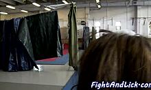 muscular dyke gets pussy licked after intense wrestling match